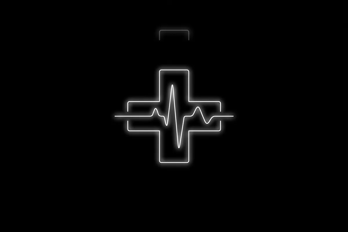 Abstract medical cross and heartbeat pulse cover art