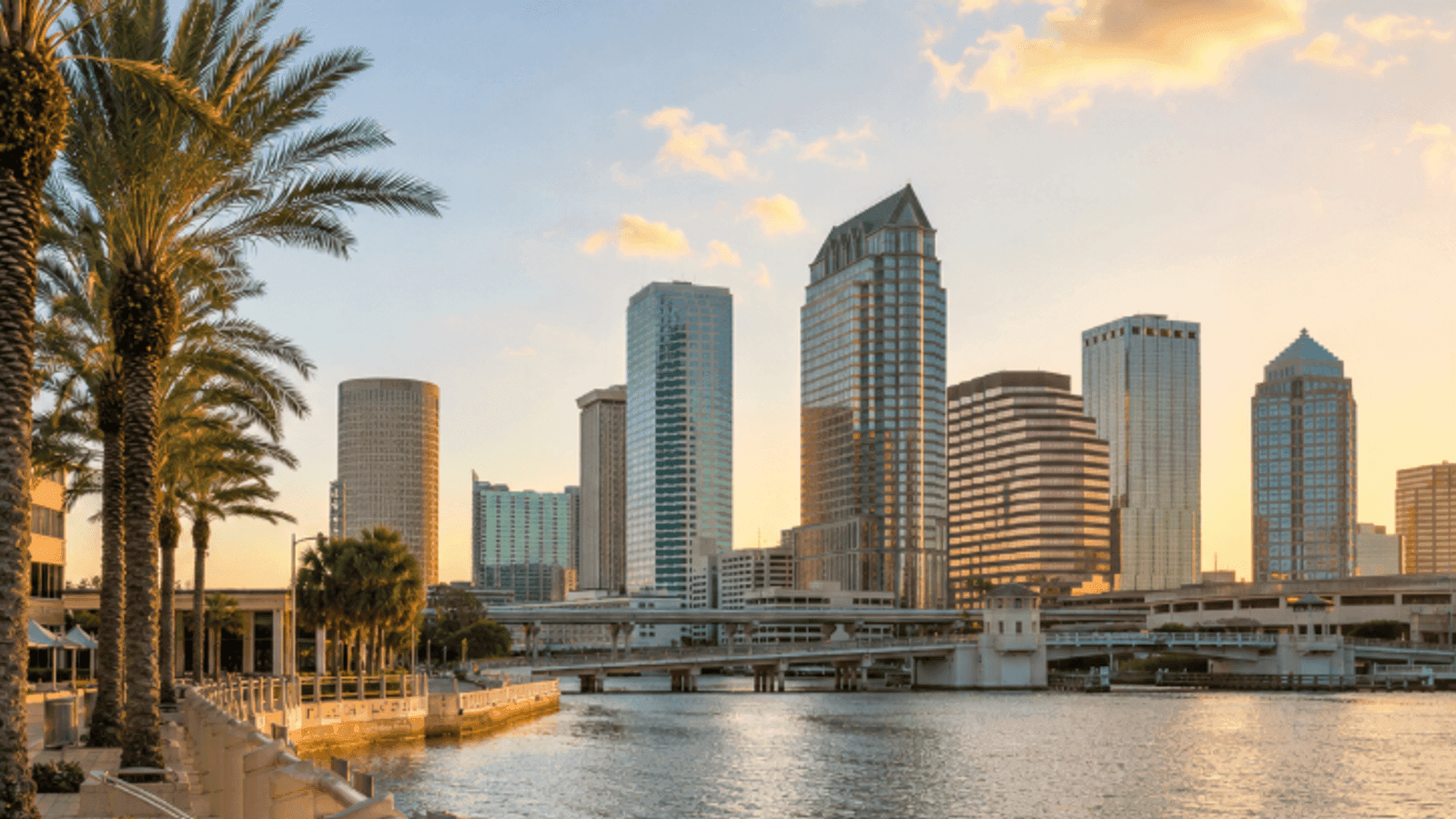 Downtown Tampa, Florida skyline along the riverwalk