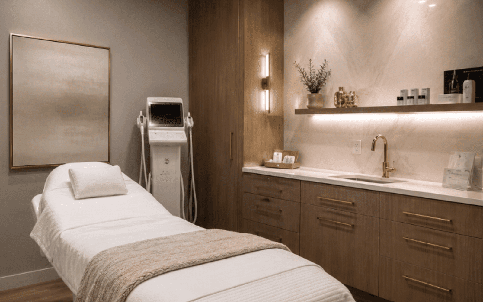 Elegant, premium US med spa treatment room